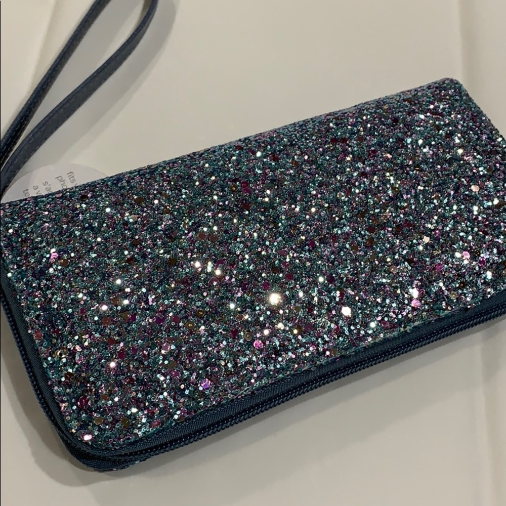 5/$30! MIX & MATCH! ICING Blue Glitter ZIPPERED WALLET / WRISTLET! - Picture 2 of 6
